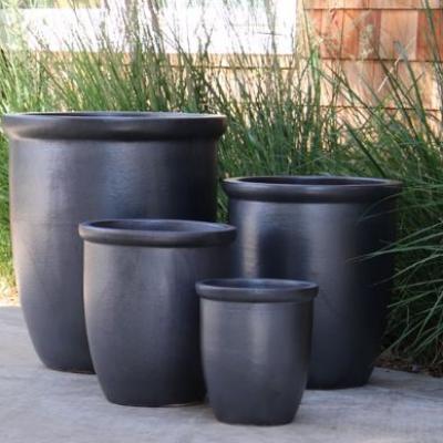 HIGH CANA POT MATTE BLACK 24" X 27"