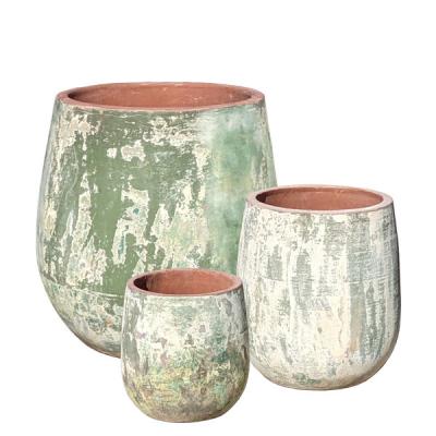 PLANTER TAPERED ANTIQUE GREEN B 18X21"