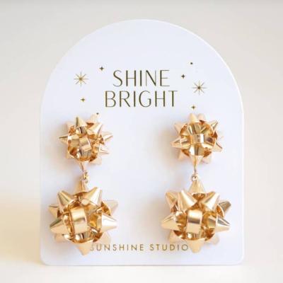 EARRING BOW DOUBLE GOLD