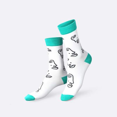 SOCKS DOODLE FACE GREEN ADULT