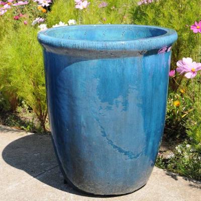 HIGH CANNA PLANTER FALLING AQUA 20X22